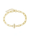 Sterling Forever Sterling Silver Pave Bar & Link Bracelet In Gold