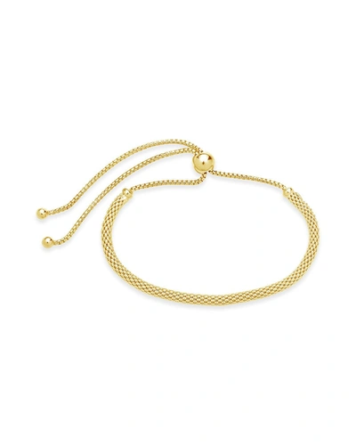 Sterling Forever 14k Yellow Gold Vermeil Mesh Slider Bracelet In White