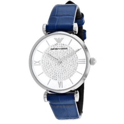 Armani Collezioni Women's Silver Dial Watch In Blue