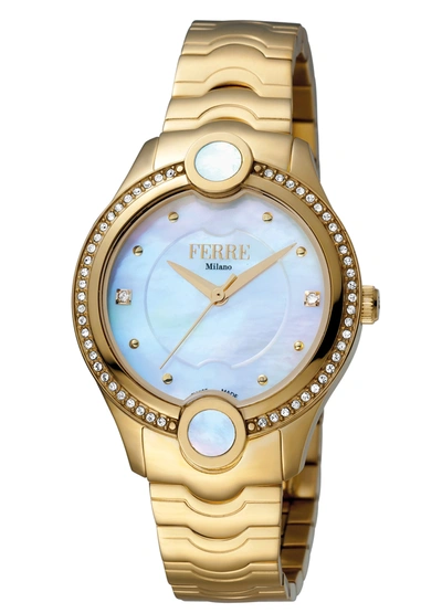 Ferre Milano Women's Silver Dial Stainless Steel Watch In Gold Tone / Silver