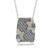 SUZY LEVIAN STERLING SILVER SAPPHIRE & DIAMOND FLORAL PETITE NECKLACE