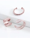 Sterling Forever Simple Ear Cuff Set Of 3-silver In Pink