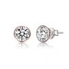 GENEVIVE GENEVIVE Sterling Silver Rose Gold Plated Cubic Zirconia Stud Earrings