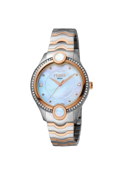 Ferre Milano Women's White Mop Dial Stainless Steel Watch In Blue