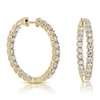 VIR JEWELS 5 CTTW DIAMOND INSIDE OUT HOOP EARRINGS 14K YELLOW GOLD ROUND PRONG SET 1.50 INCH