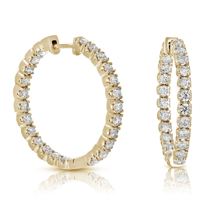 Vir Jewels 5 Cttw Diamond Inside Out Hoop Earrings 14k Yellow Gold Round Prong Set 1.50 Inch