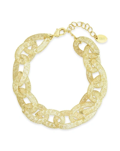 Sterling Forever Shine By  Chunky Mesh Chain Bracelet In Gold