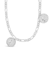 Sterling Forever Figaro Charm Necklace In Silver