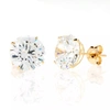 BALLSTUDZ 14K GOLD YELLOW ROUND BASKET SETTING SIMULATED ROUND DIAMOND STUD EARRINGS