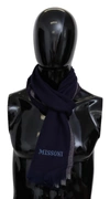 MISSONI STRIPED WOOL UNISEX WRAP FRINGES MEN'S SCARF