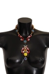 DOLCE & GABBANA Dolce & Gabbana Brass Carretto Sicily Statement Crystal Chain Women's Necklace