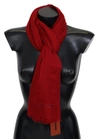 Missoni Red Cashmere Unisex Neck Wrap Fringes Scarf In Grey