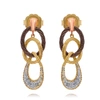 ALOR Alor Stainless Steel and 18K Pink Gold, Diamond Cable Drop Earrings 03-55-3133-10