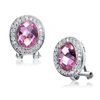 Genevive Sterling Silver Pink Cubic Zirconia Stud Earrings In Silver