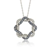Suzy Levian Sterling Silver Blue & White Sapphire & Diamond Accent Whimsical Circle Pendant In Blue