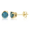Vir Jewels 1 Cttw Blue Diamond Stud Earrings 14k Yellow Gold Round Shape With Push Backs