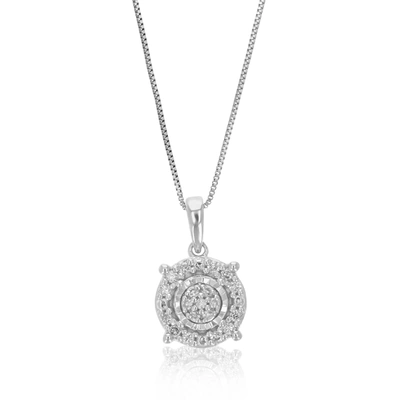 Vir Jewels 1/10 Cttw Lab Grown Diamond Round Pendant Necklace .925 Sterling Silver 1/3 Inch With 18 Inch Chain