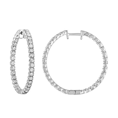 Vir Jewels 2 Cttw Diamond Inside Out Hoop Earrings 14k White Gold Round Prong 1.25 Inch In Silver