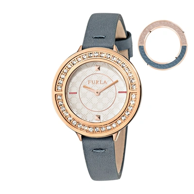 Furla Women's Club White Dial Calfskin Leather Watch In Grey