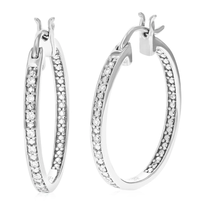 Vir Jewels 1/6 Cttw Lab Grown Diamond Hoop Earrings Round Cut Prong Setting In 925 Sterling Silver Size 1 Inch