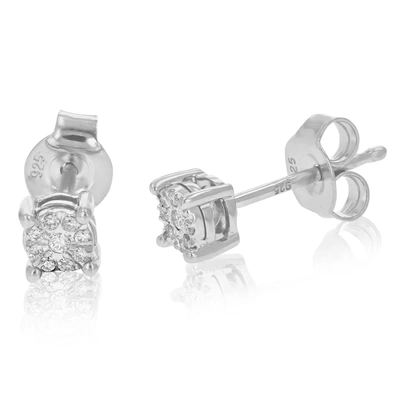 Vir Jewels 1/12 Cttw Round Lab Grown Diamonds Stud Earrings In .925 Sterling Silver Prong Set