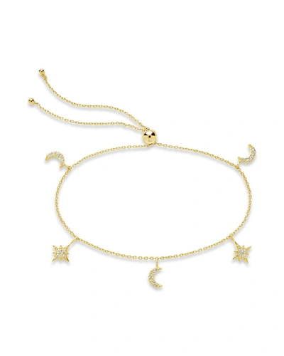 Sterling Forever 14k Rose Gold Vermeil Cz Celestial Bolo Bracelet