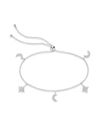 Sterling Forever 14k Plated Cz Celestial Bolo Bracelet In Silver