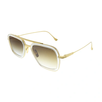 Dita Flight.006 Dt 7806-l-clr-gld-52 Unisex Aviator Sunglasses In White