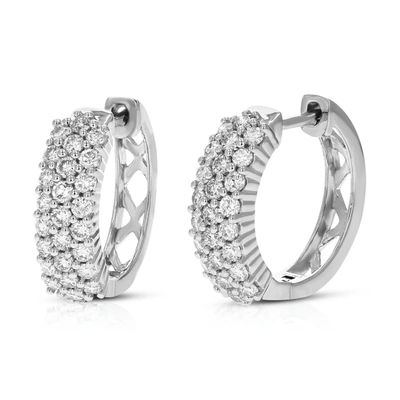 Vir Jewels 1 Cttw Round Cut Lab Grown Diamond Hoop Earrings In .925 Sterling Silver Prong Set 1/2 Inch
