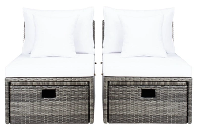 Safavieh Pramla Outdoor Sette With Ottoman In Grey