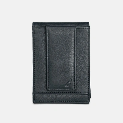Nautica Mens Leather Front Pocket Wallet In Black