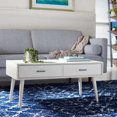 Safavieh Couture Mozart Mid Century 2 Drawer Coffee Table In White