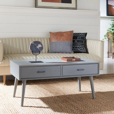Safavieh Couture Mozart Mid-century 2-drawer Coffee Table In Grey
