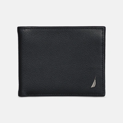 Nautica Mens Leather Billfold Wallet In Black