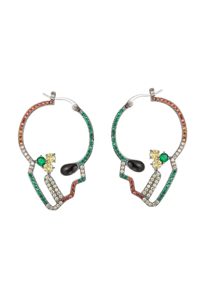 Eye Candy La Luxe Collection Cz Skull Earrings In Multi