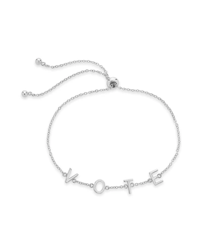 Sterling Forever Rhodium Plated Vote Bolo Bracelet In Silver