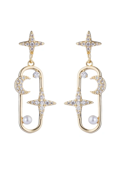 Eye Candy La Luxe Collection Star Moon Cubic Zirconia Crystal Drop Earring In Gold