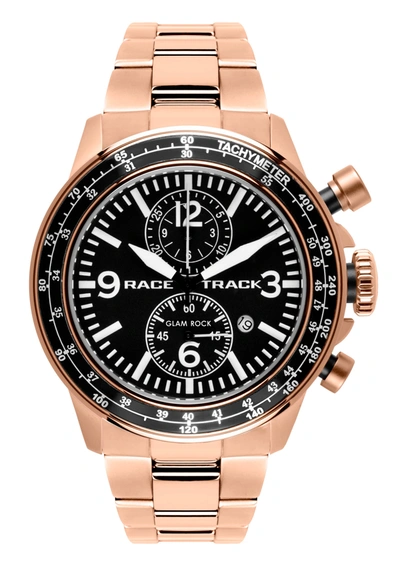 Glam Rock Men's Racetrack Action Tachymeter 46mm Quartz Watch In Black