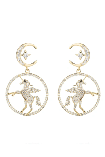 Eye Candy La Unicorn Earrings In Gold