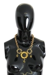DOLCE & GABBANA Dolce & Gabbana Brass Chain Crystal Sunlower Pendants Women's Necklace