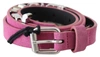 Just Cavalli Pink Silver Chrome Metal Buckle Waist Belt In Pink