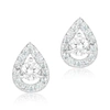 Adornia Pear Cut Halo Swarovski Crystal Earrings Silver In Silver