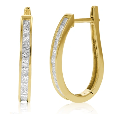 Vir Jewels 1.50 Cttw Princess Cut Diamond Hoop Earrings 14k Yellow Gold Channel Set 1 Inch In Silver