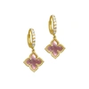 Adornia Floral Dangle Hoops Pink Mother Of Pearl Gold