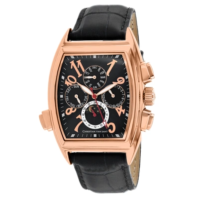 Christian Van Sant Grandeur Automatic Black Dial Mens Watch Cv2139 In Black / Gold Tone / Rose / Rose Gold Tone