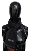 Missoni Black Striped Wool Unisex Neck Wrap Scarf In Black