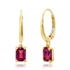 NICOLE MILLER 10K WHITE OR YELLOW GOLD EMERALD CUT 6X4MM GEMSTONE DANGLE LEVER BACK EARRINGS WITH PUSH BACKS