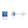 Nicole Miller Sterling Silver Princess Cut 6mm Gemstone Square Stud Earrings With Push Backs In Blue