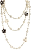 LIV OLIVER 18K GOLD BLACK & WHITE PEARL NECKLACE