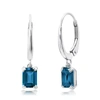 NICOLE MILLER 10K WHITE OR YELLOW GOLD EMERALD CUT 6X4MM GEMSTONE DANGLE LEVER BACK EARRINGS WITH PUSH BACKS